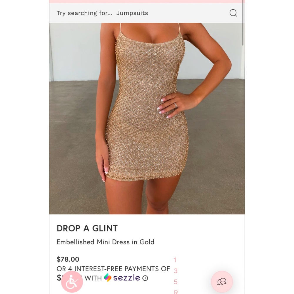 Gold Embellished Mini Dress